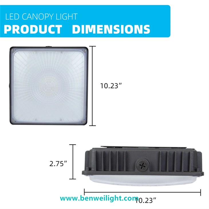 70 W LED ūdensnecaurlaidīgs nojumes apgaismojums: degvielas uzpildes stacija un āra High Bay lampa
