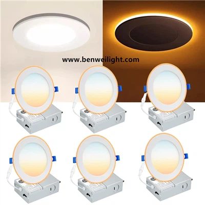 6 collu īpaši-plāns 5 CCT LED padziļināts apgaismojums ar sadales kārbu: 12 W